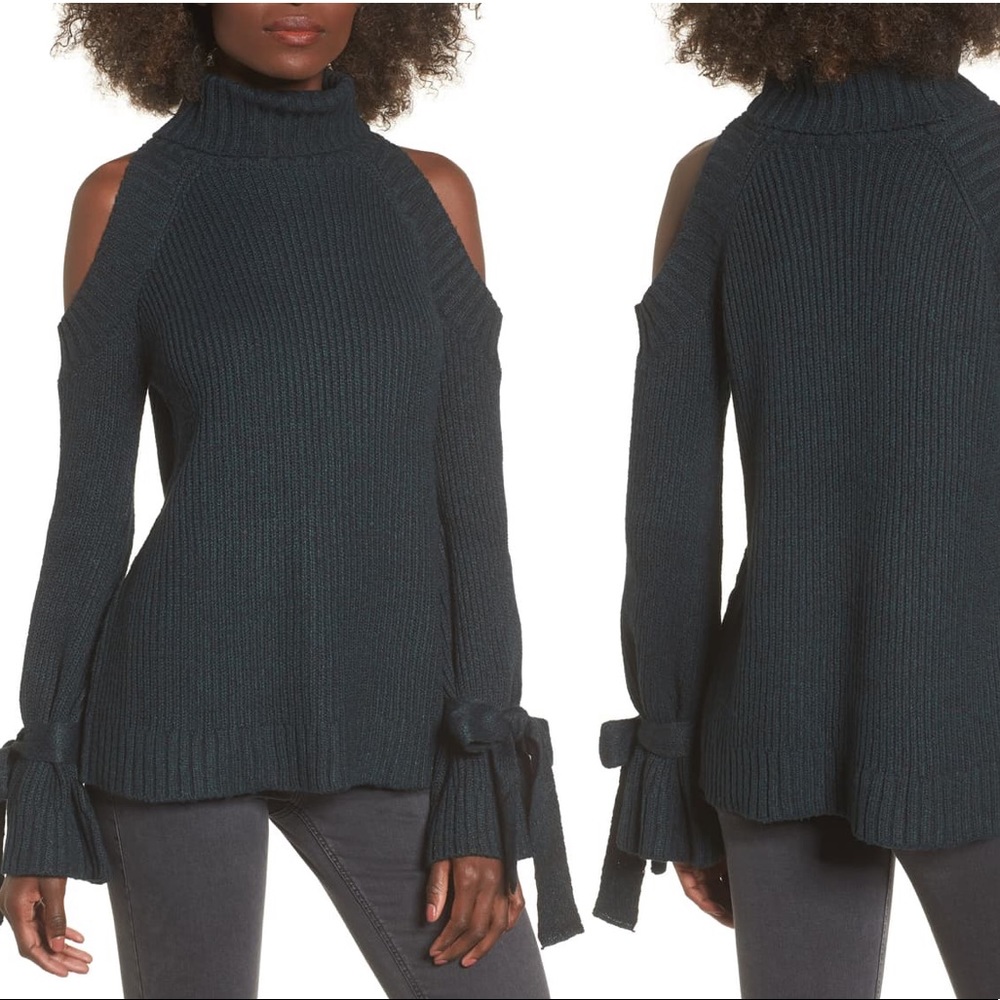 J.O.A. Cold shoulder turtleneck sweater